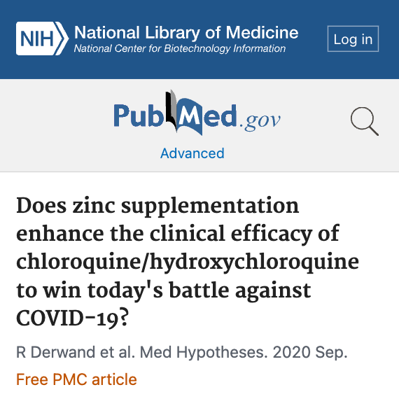 Does zinc supplementation enhance the clinical efficacy of chloroquine/hydroxychloroquine to win today's battle against COVID-19?