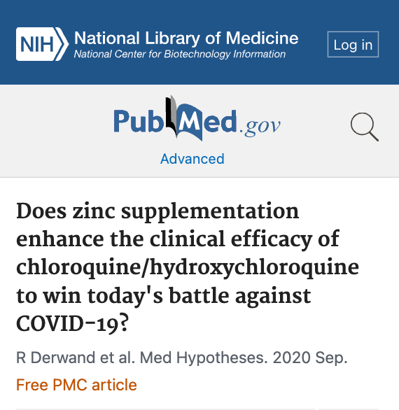 Does zinc supplementation enhance the clinical efficacy of chloroquine/hydroxychloroquine to win today's battle against COVID-19?