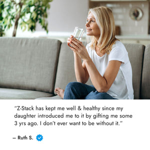 Z-Stack review with image of woman on couch with glass of water